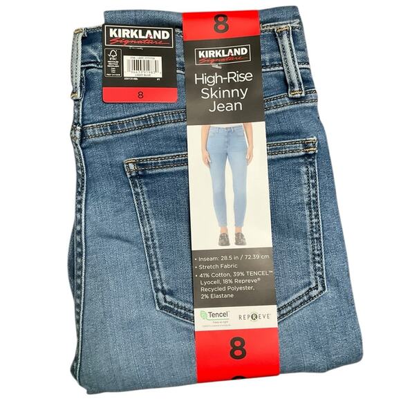 Kirkland Signature Denim - Kirkland Signature Women's Jeans Light Blue High Rise Stretch Size 8 NWT